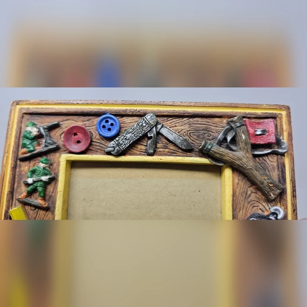 Russ Handpainted Resin Photo Frame Boys Childhood Toys 3.5x5 Photo Ready